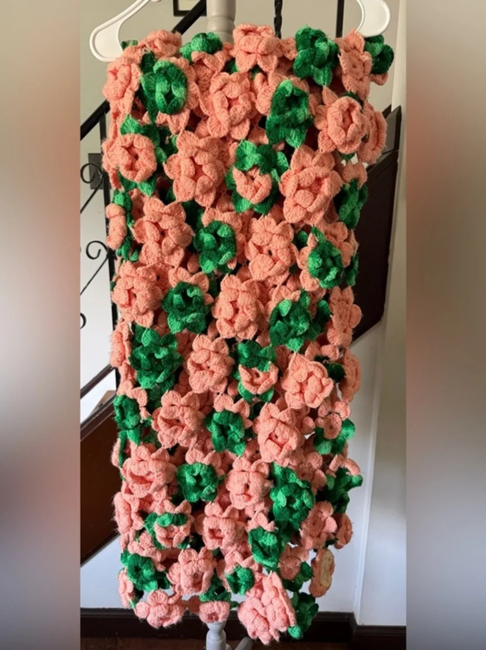 Hand Crocheted Flowered Blanket